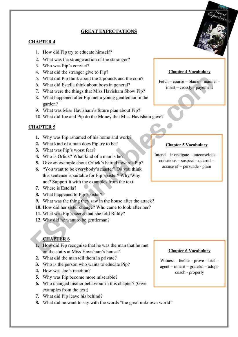 Great Expectations Stage 5 Oxford Chapter 4-5-6 Questions