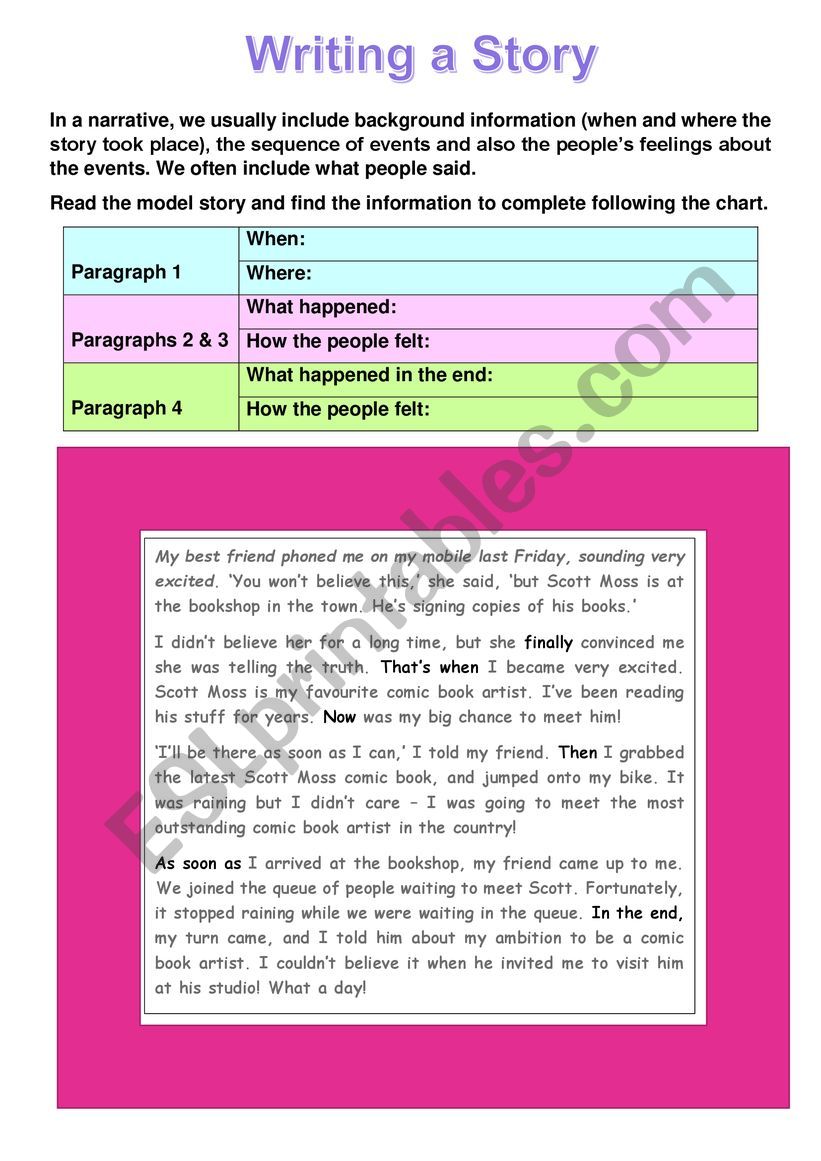 Writing a Story worksheet