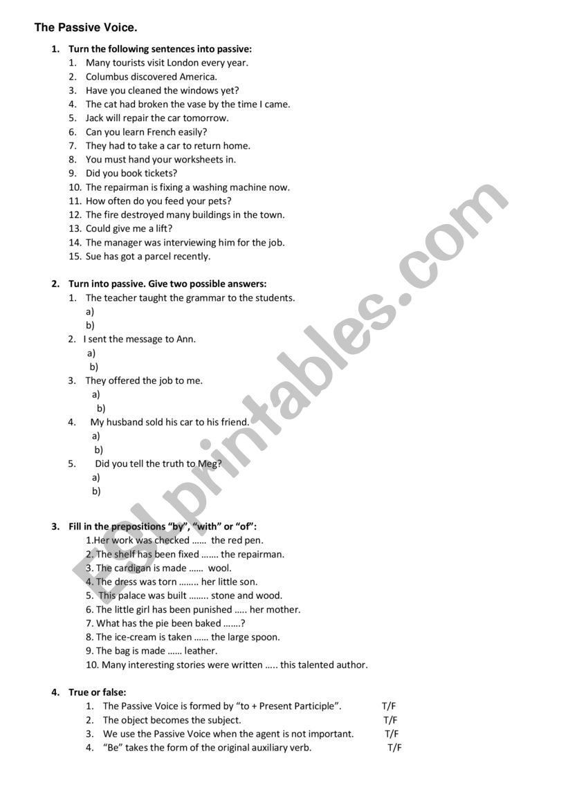 The Passive Voice worksheet