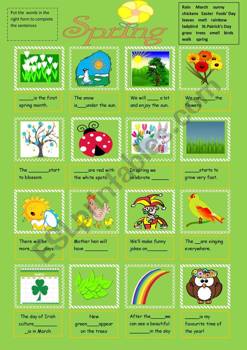 Spring words worksheet