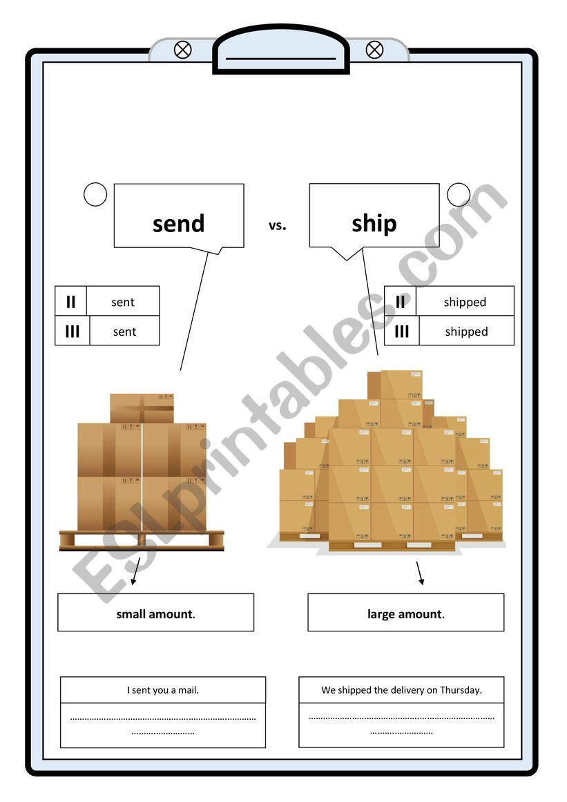 sent or ship? worksheet
