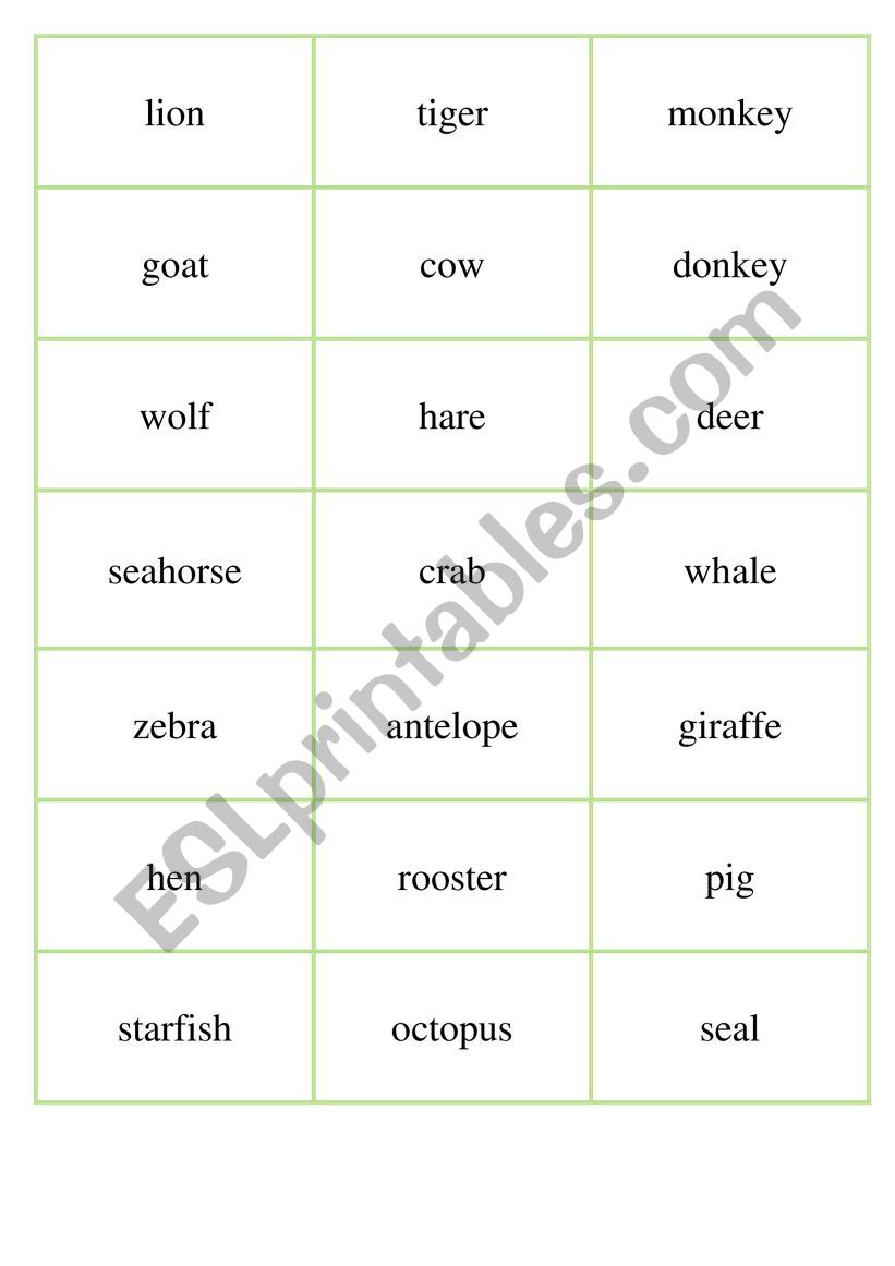 Animal World worksheet