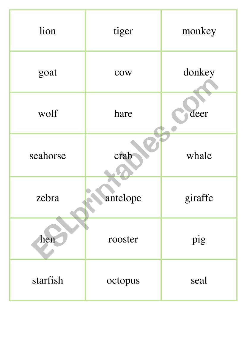 Animal World worksheet