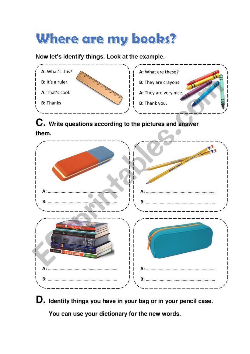 Where are my Books worksheet
