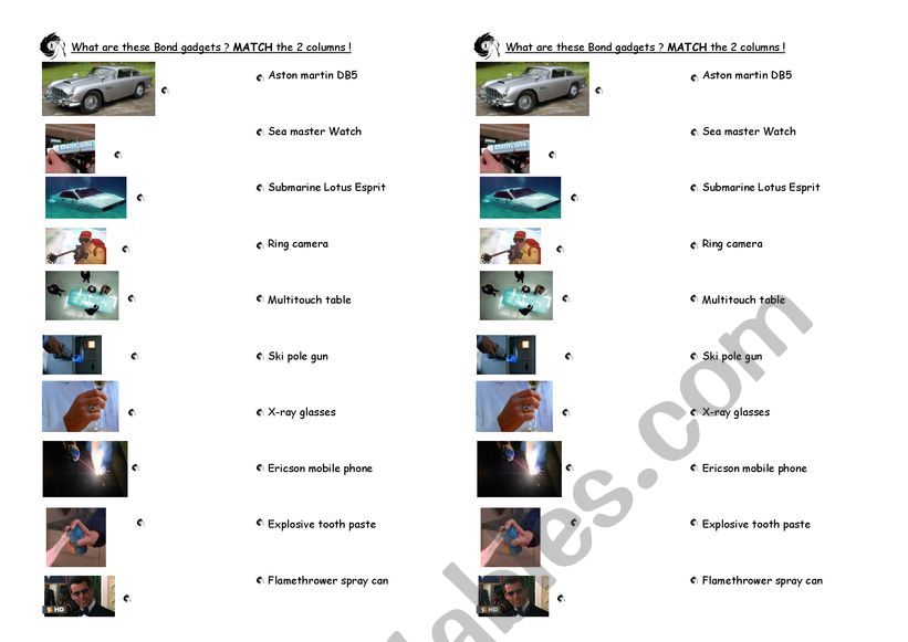 What are these 007 gadgets ? worksheet