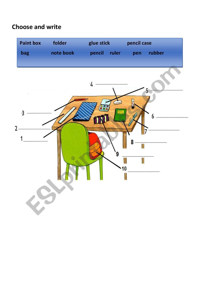 school things worksheet