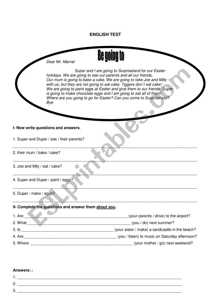 ENGLISH TEST worksheet