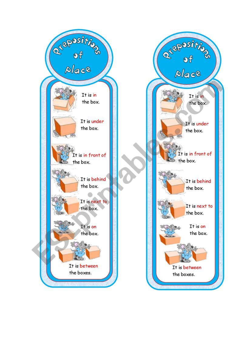 prepositions of place worksheet