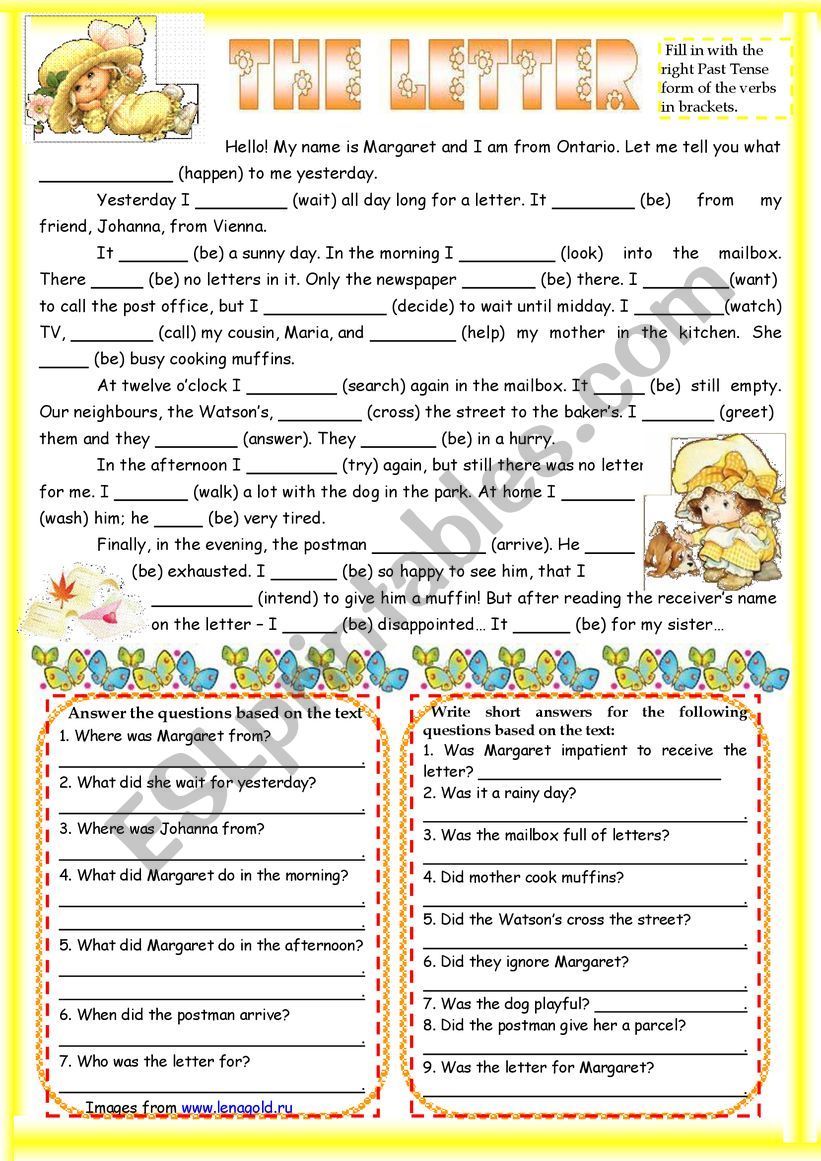 The Letter - Past Simple worksheet
