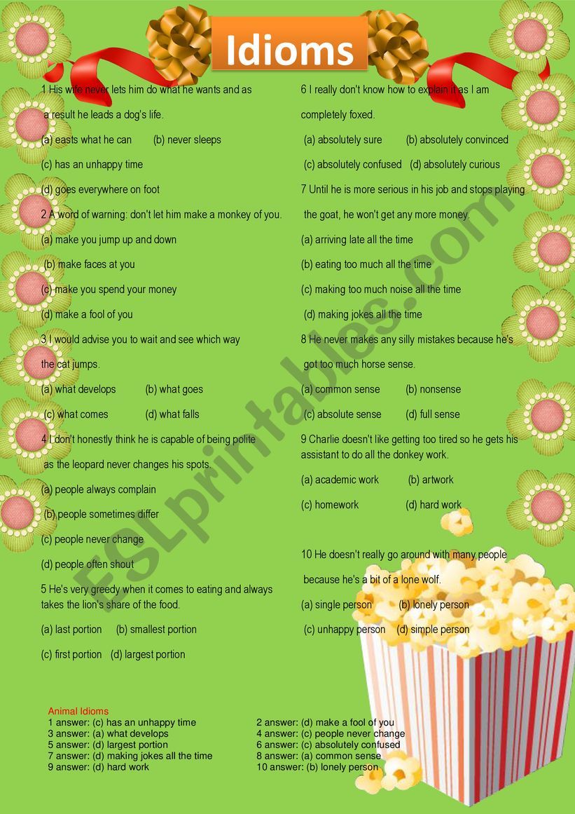 idiom worksheet