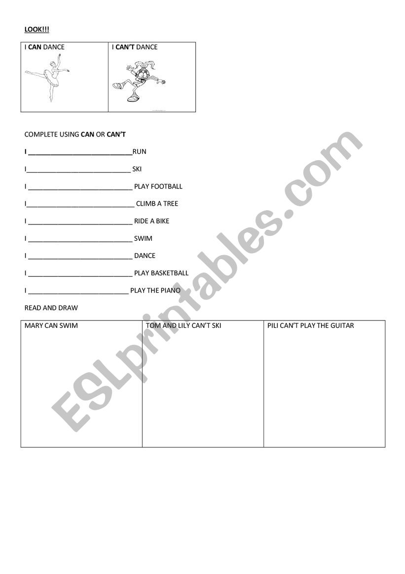 CAN OR CAN´T? worksheet