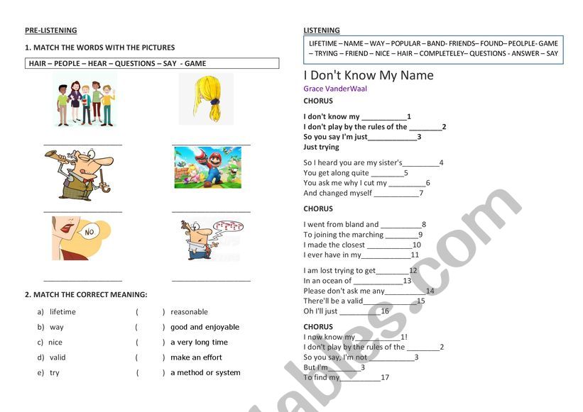 LISTENING ACTIVITY worksheet