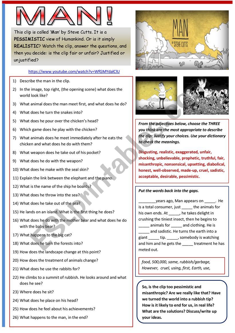 Man by Steve Cutts worksheet