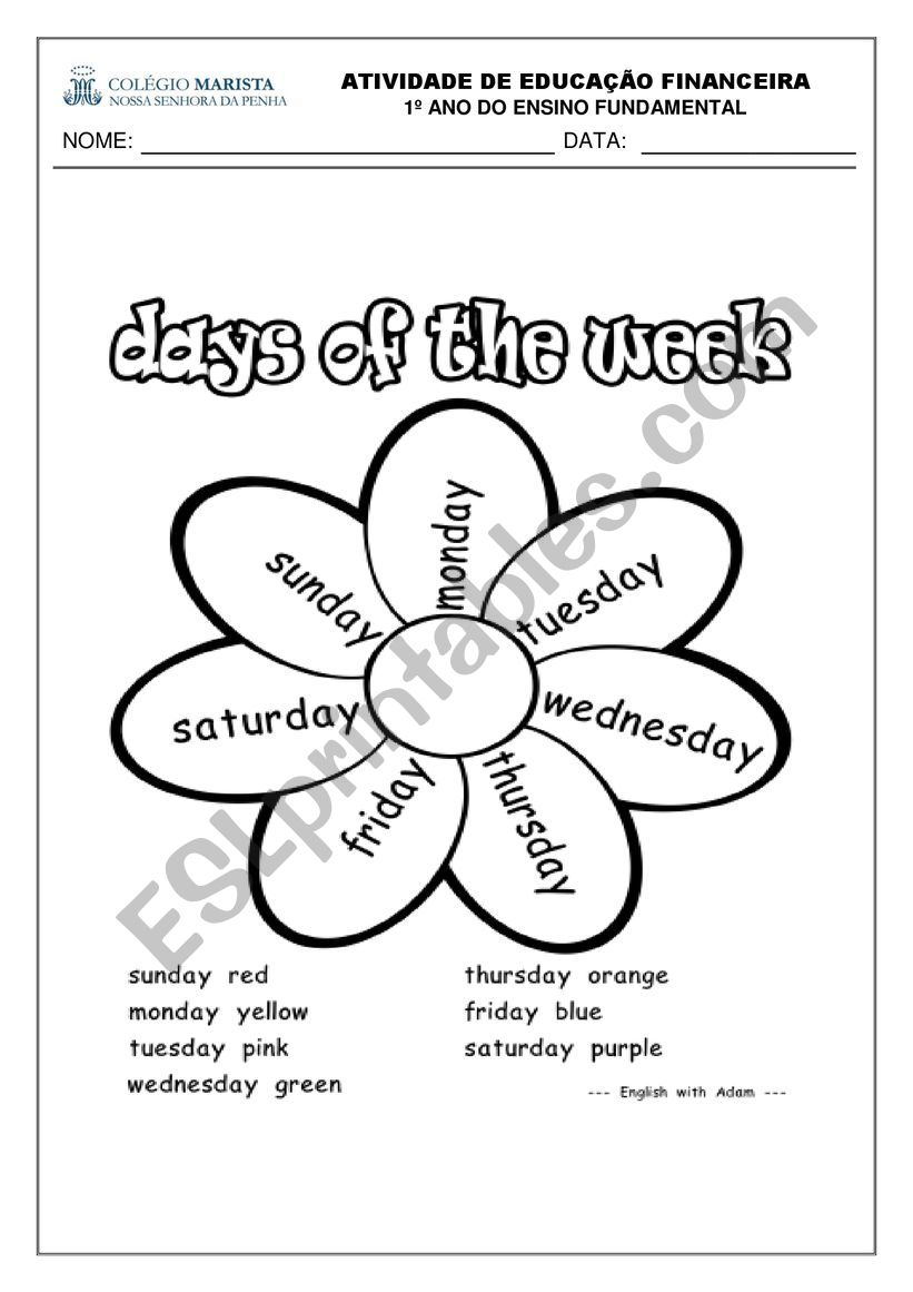 Days of the Week worksheet