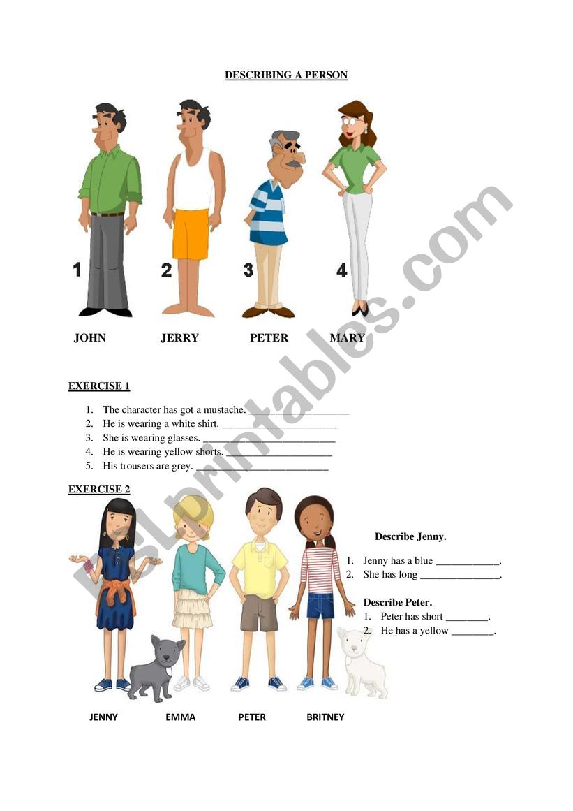 DESCRIBING A PERSON worksheet