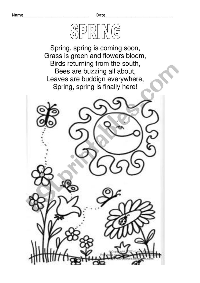  Spring Poem worksheet