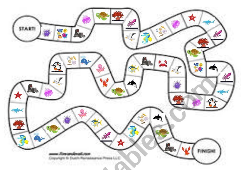 Sea creatures (boardgame) worksheet