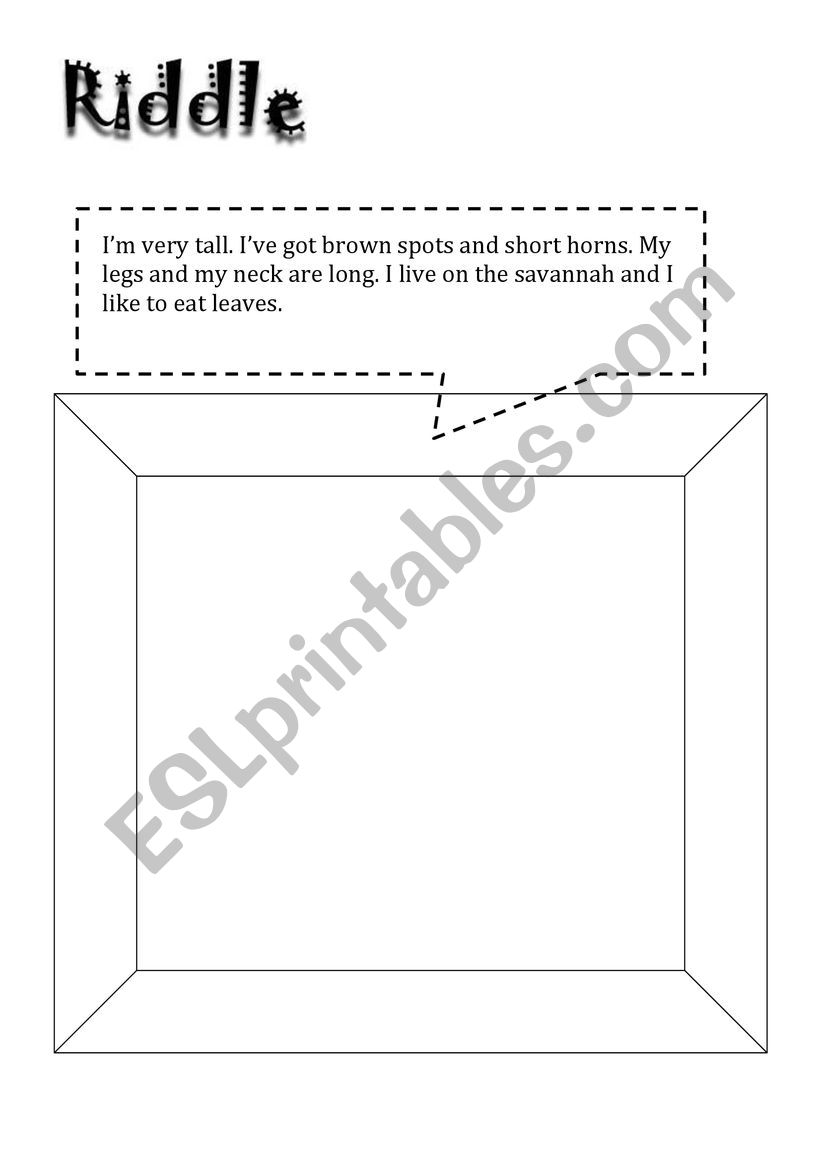 Riddle - giraffe worksheet