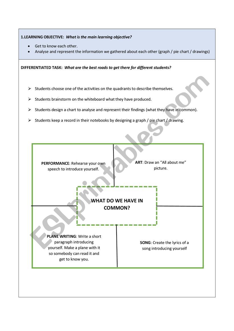 Differentiated tasks - Get to know each other