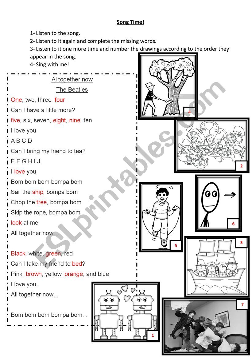 All Together now worksheet