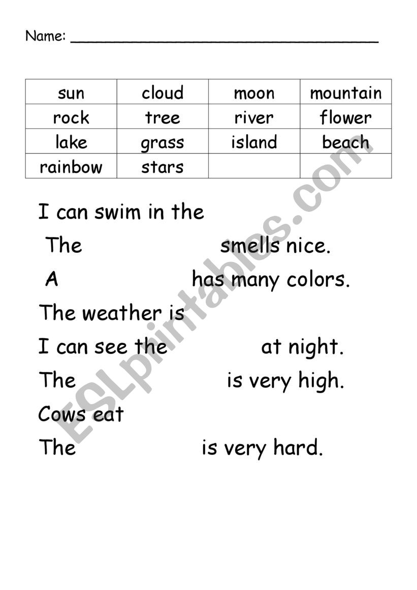 Nature worksheet