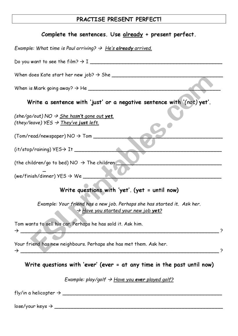 Practise the present perfect tense
