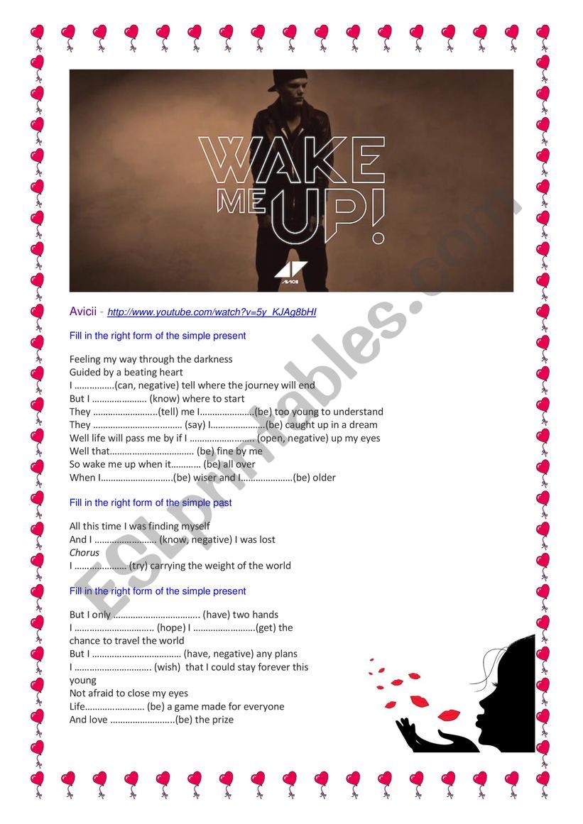 Avicci Wake me up worksheet