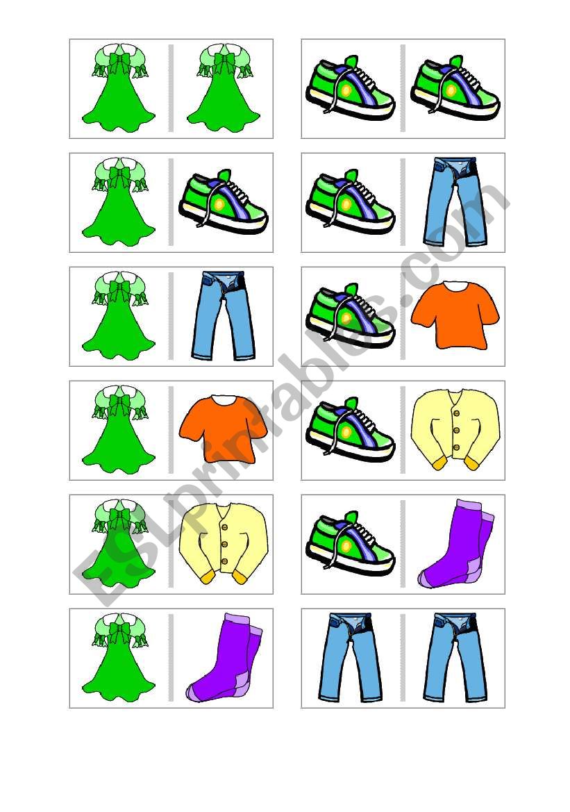 domino clothes worksheet