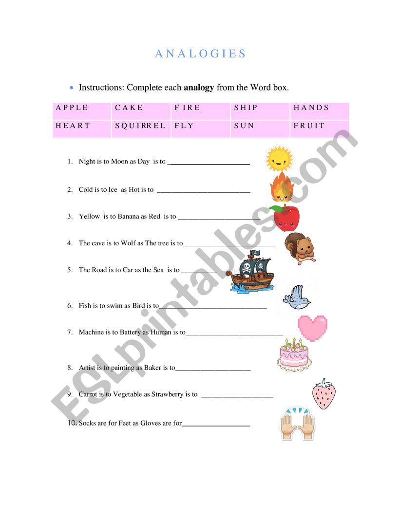 ANALOGIES worksheet