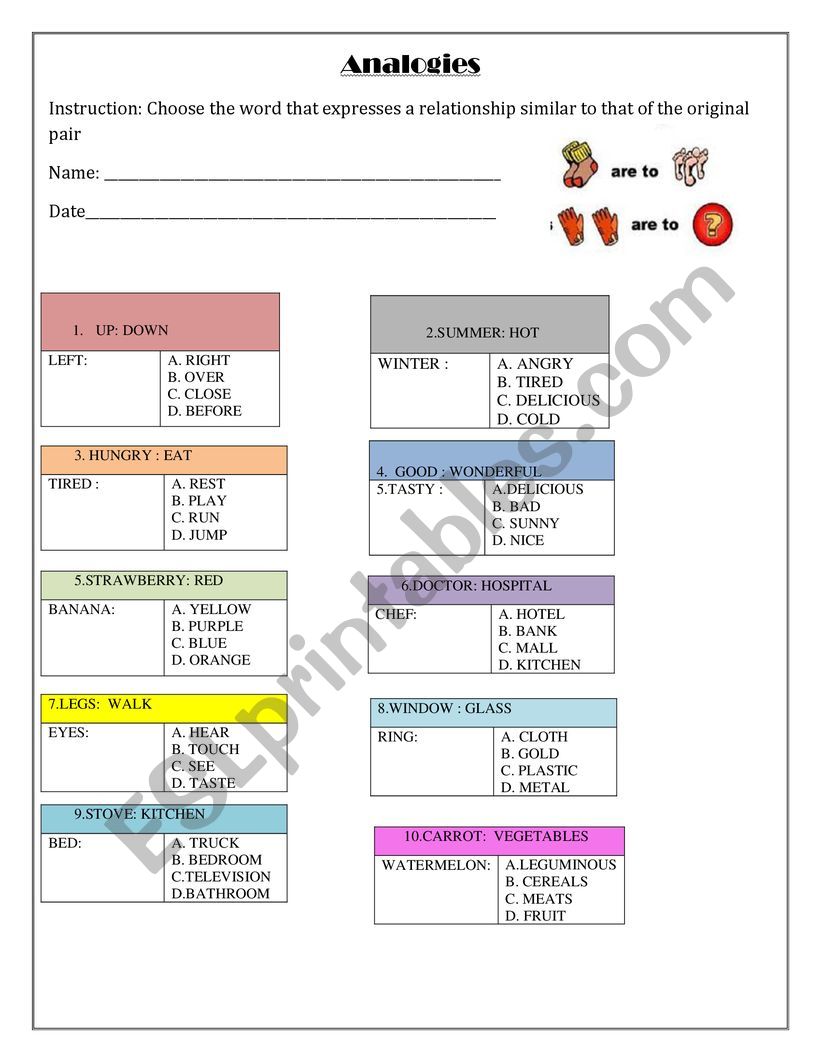 ANALOGIES  worksheet