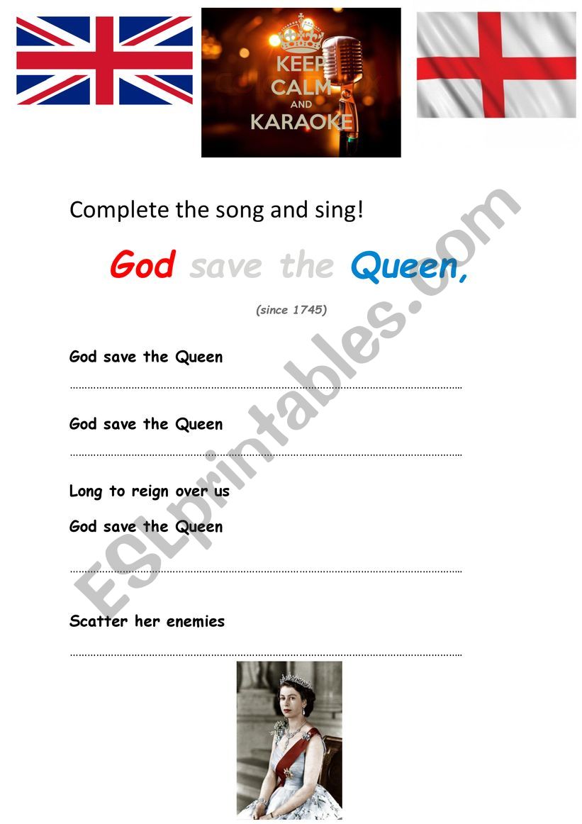 God Save the Queen - ESL worksheet by kate_scones