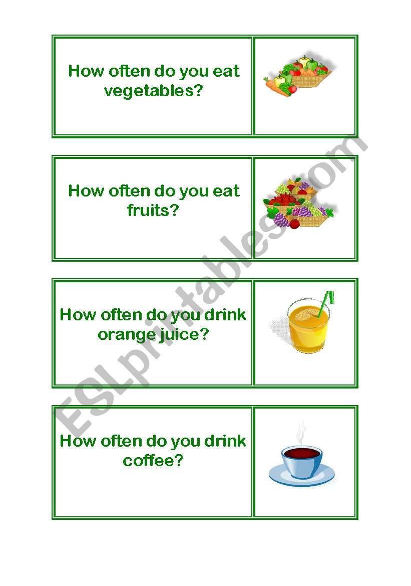 HOW OFTEN/FOOD worksheet