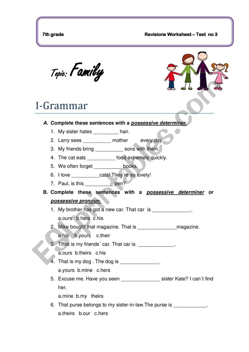 My family worksheet