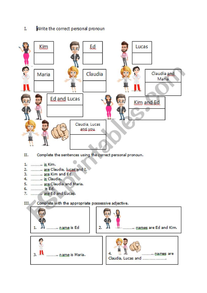 personal pronouns worksheet