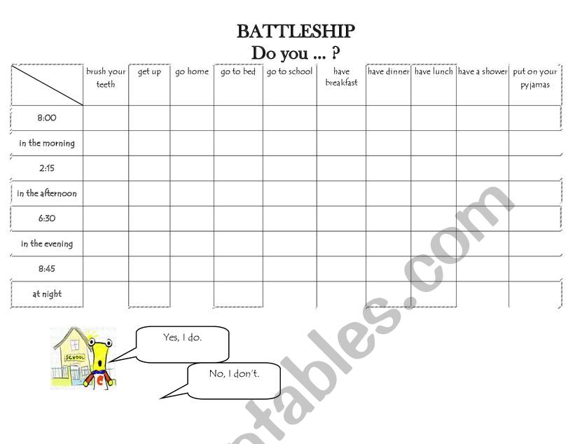 Routine battleship worksheet