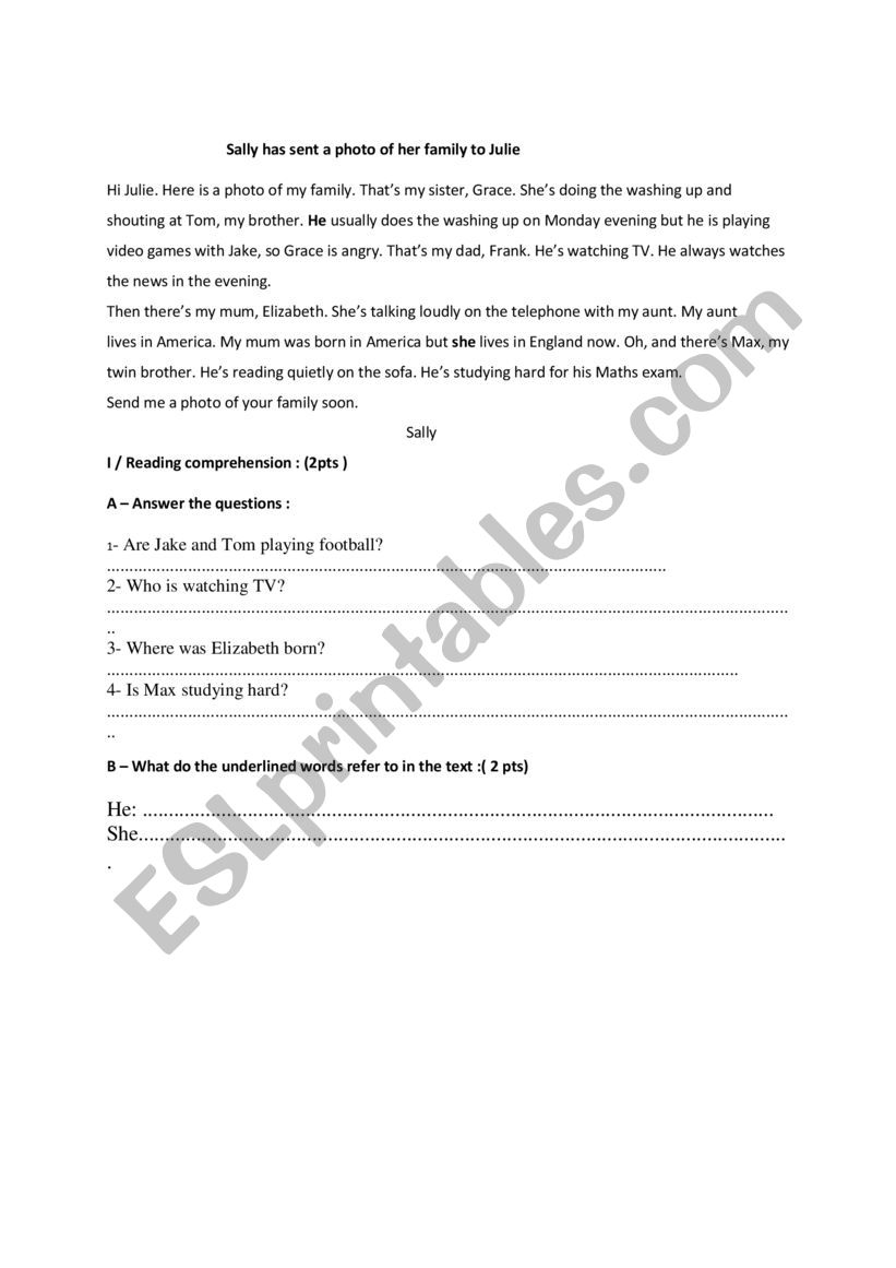 Jully worksheet