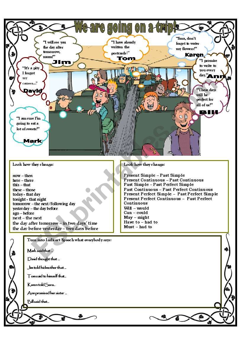 WE ARE GOING ON A TRIP! worksheet