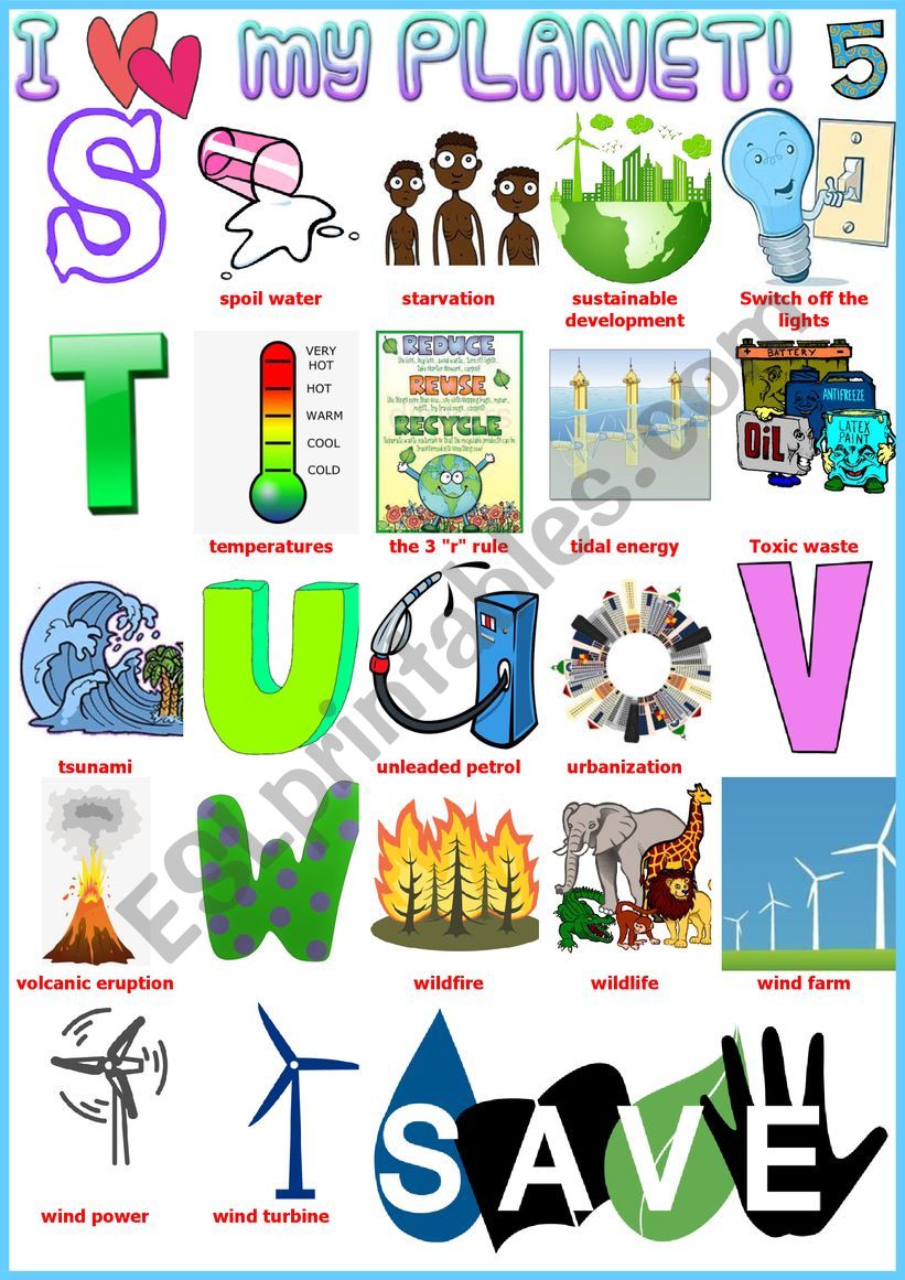 I love my planet 5 - Pictionary - Environmental vocabulary