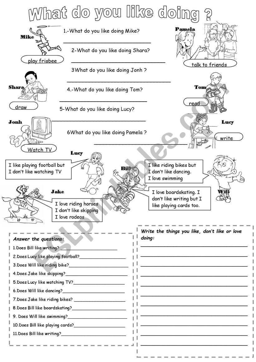 What do you like doing? worksheet