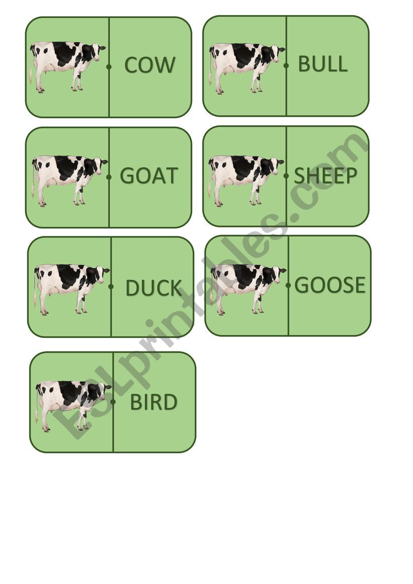FARM ANIMALS DOMINO 1 worksheet