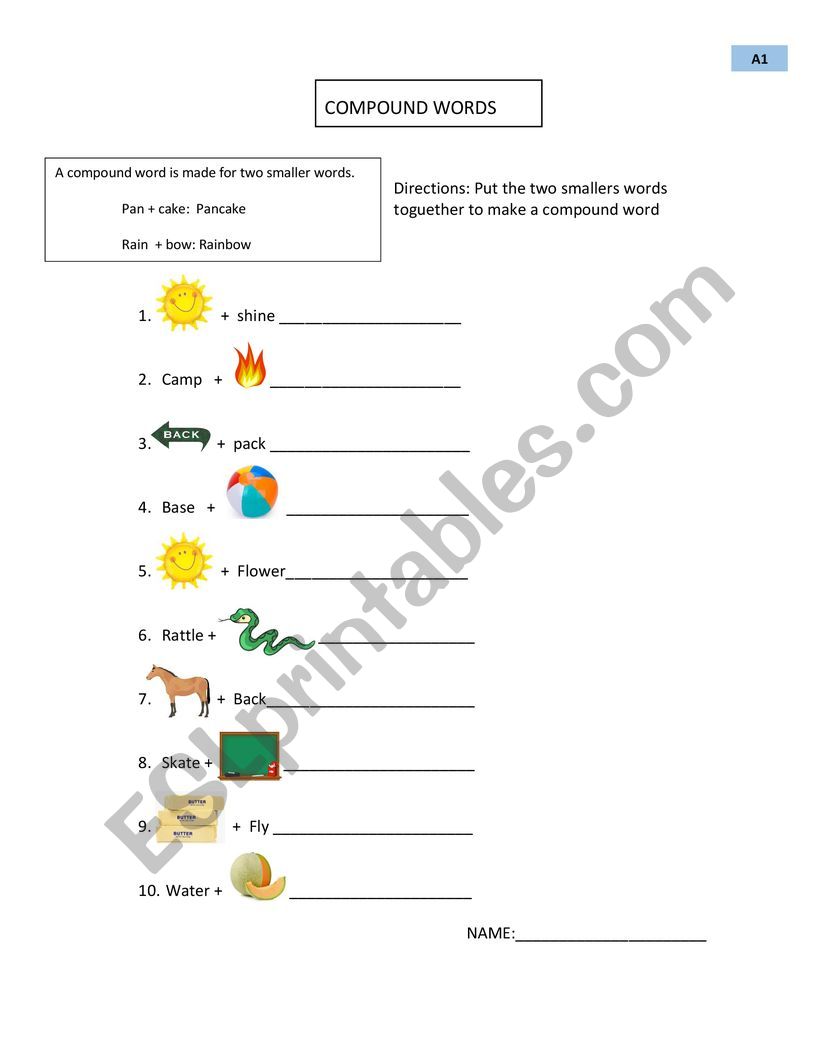 COMPOUND WORDS  worksheet