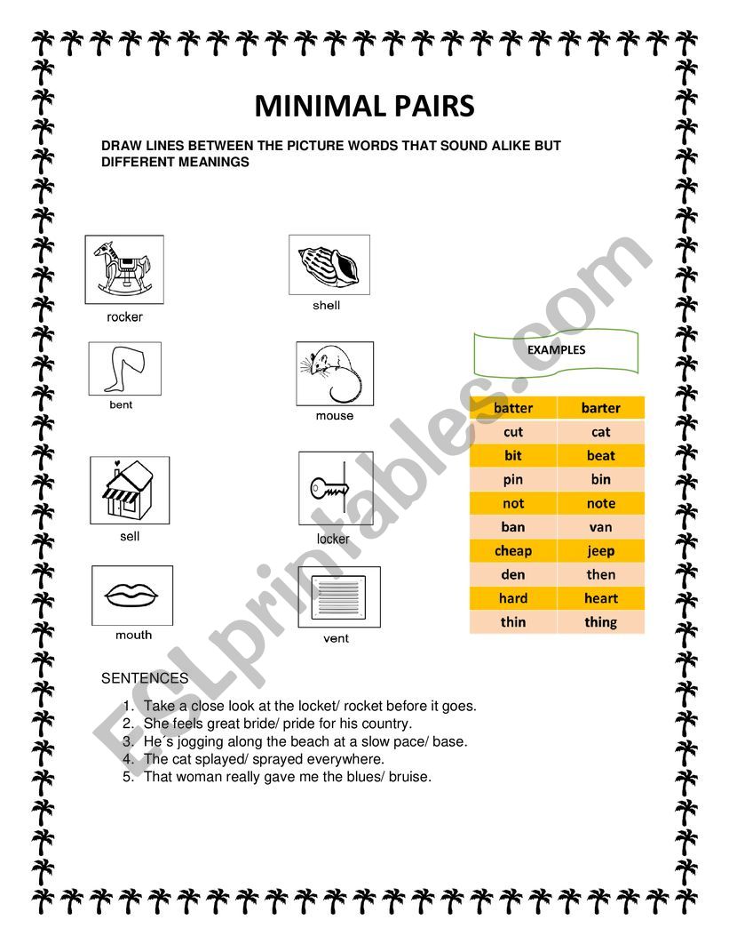 Minimal pairs worksheet