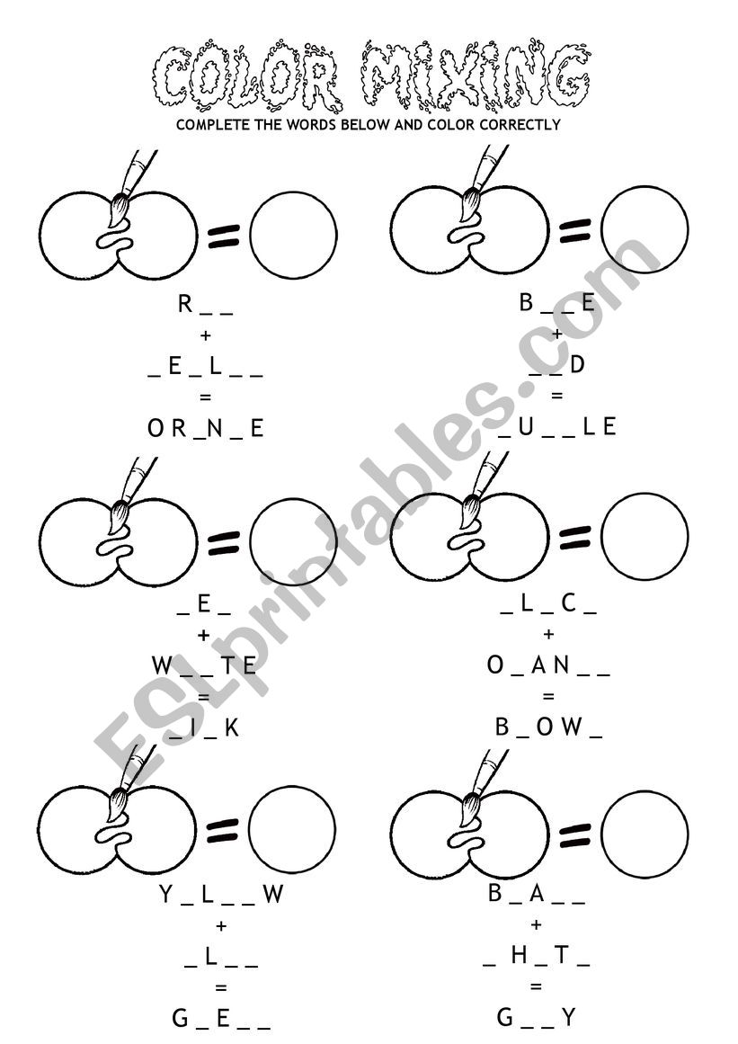 COLOR MIXING worksheet