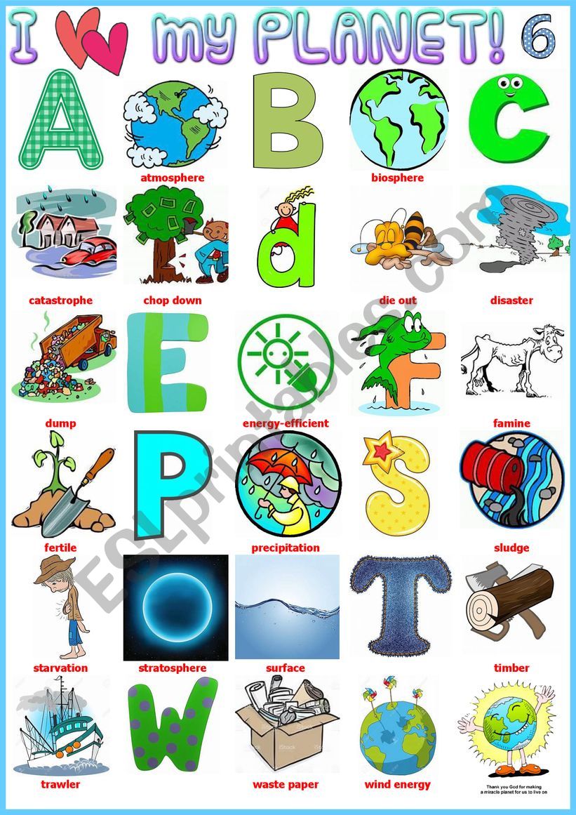 I love my planet 6 - Pictionary - Environmental vocabulary