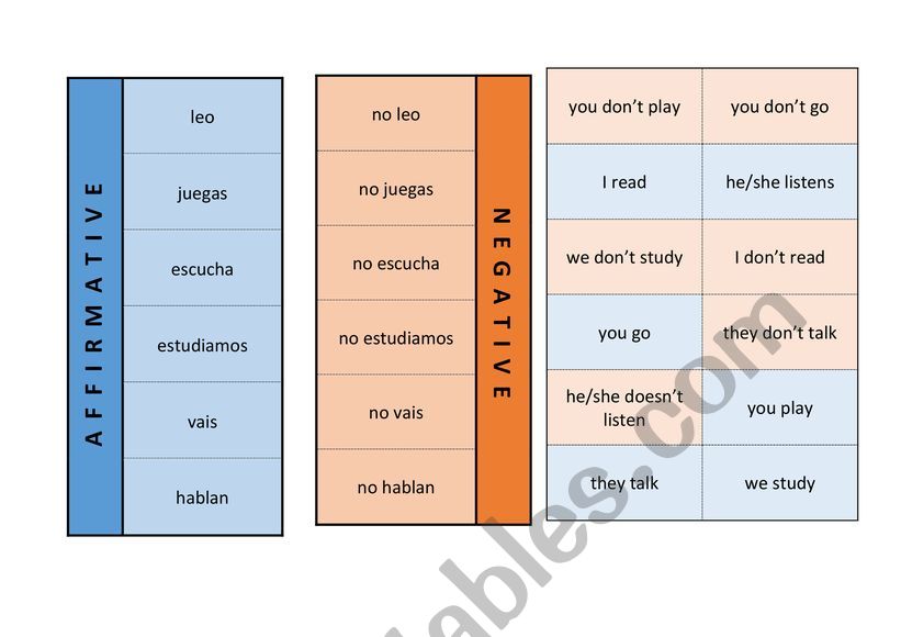 Present Simple Affirmative Negative Interactive Notebook