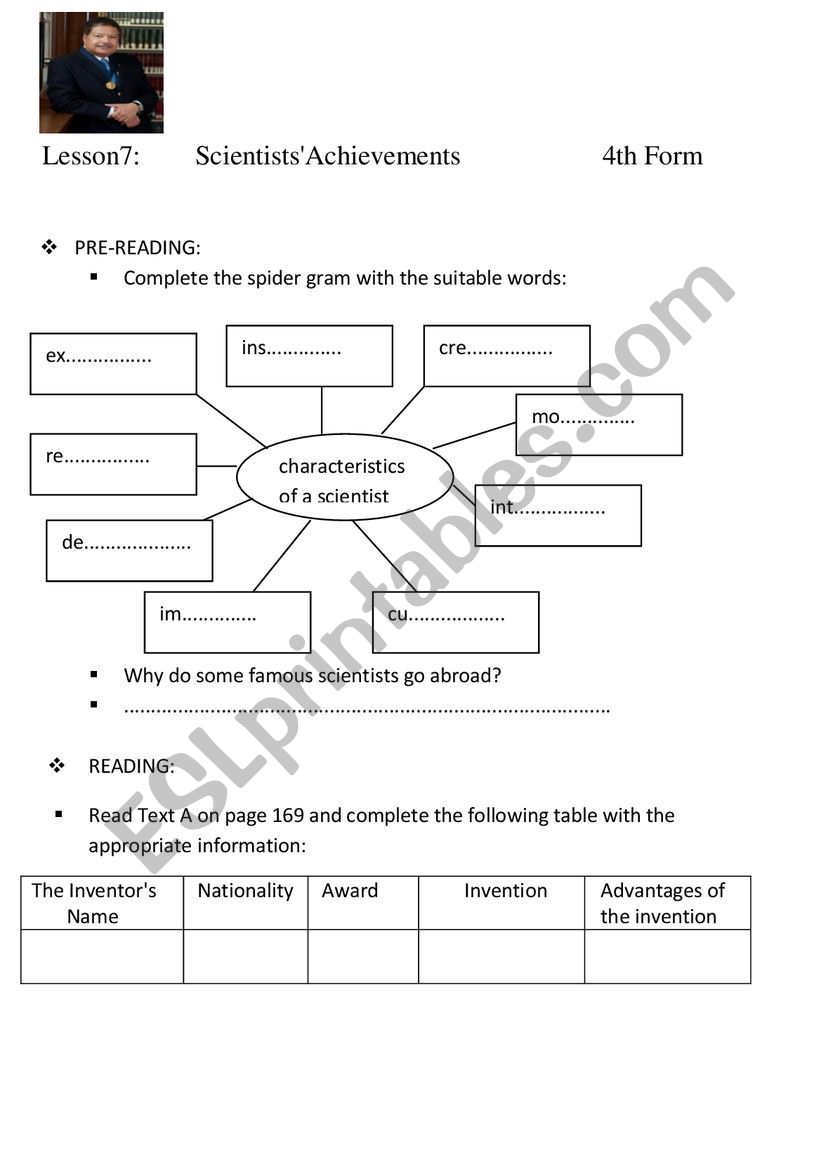 Scientific achievements worksheet