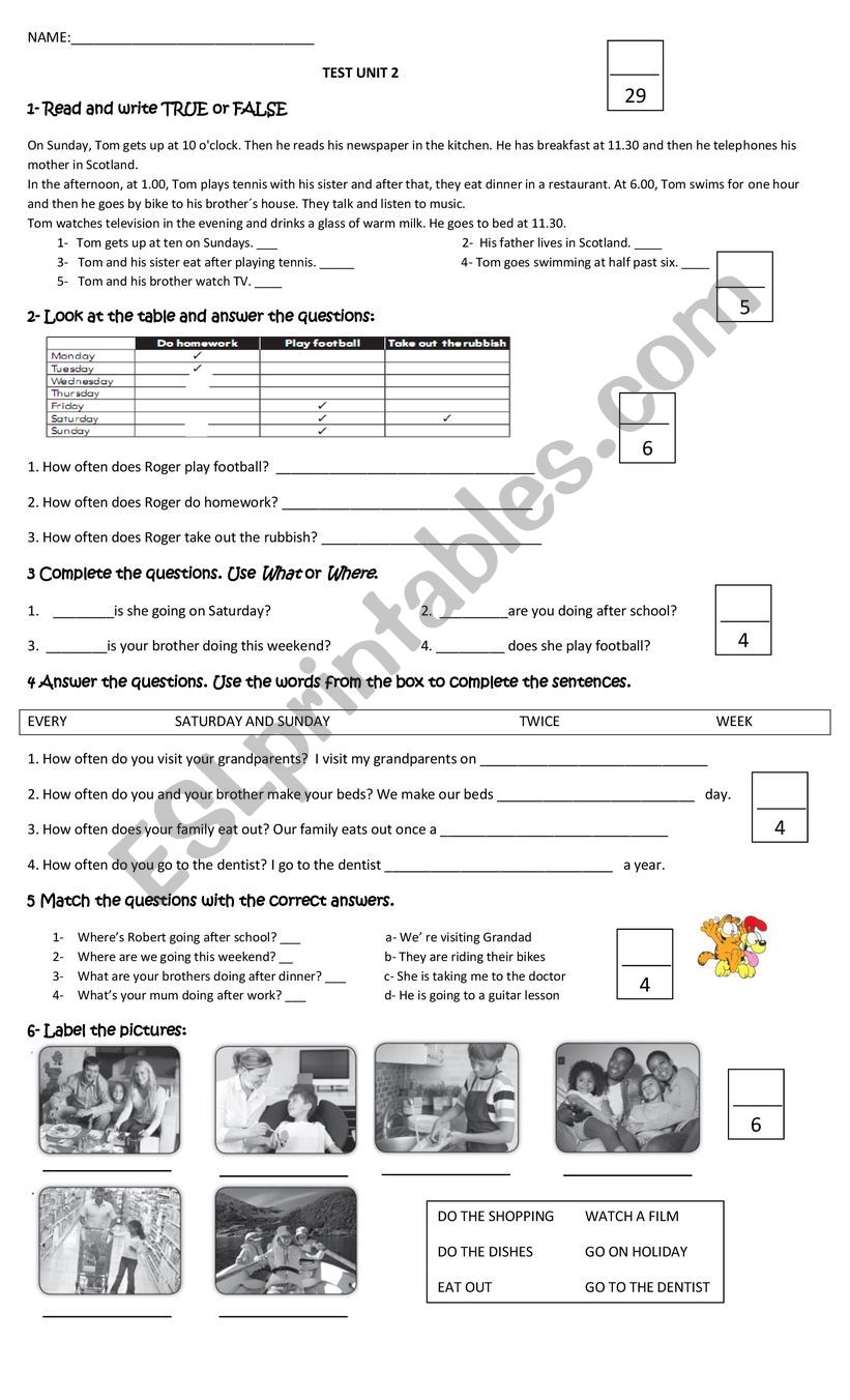 Test Unit 2 Big English 4 worksheet