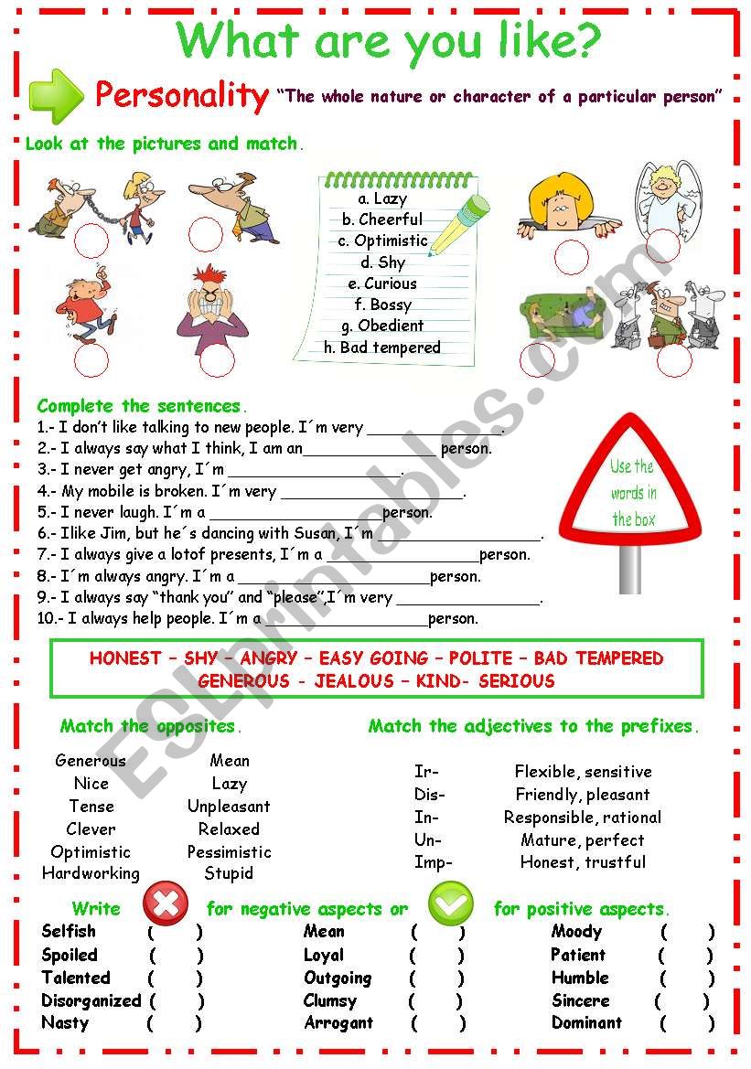 Describing Personality worksheet