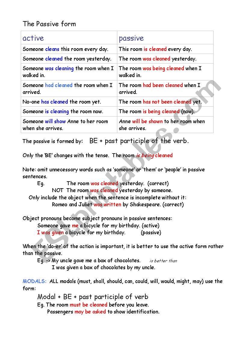 ACTIVE AND PASSIVE worksheet