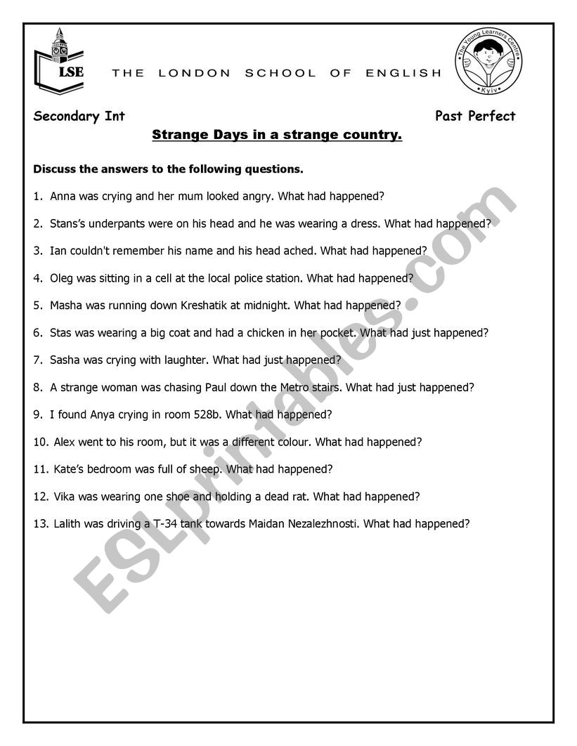 Past Perfect  worksheet